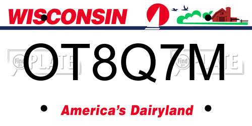 OT8Q7M Wisconsin License Plate