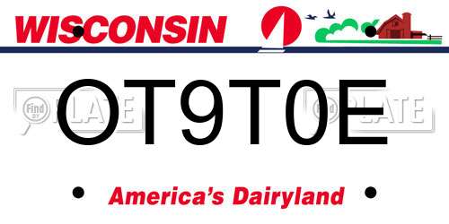 OT9T0E Wisconsin License Plate