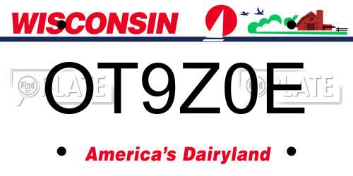 OT9Z0E Wisconsin License Plate