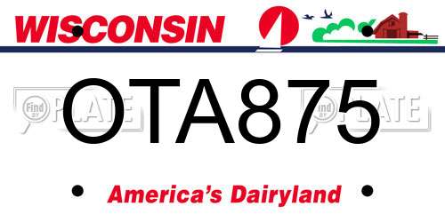 OTA875 Wisconsin License Plate