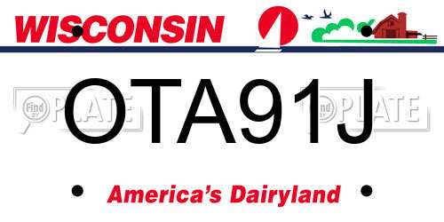 OTA91J Wisconsin License Plate