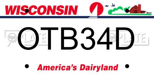 OTB34D Wisconsin License Plate