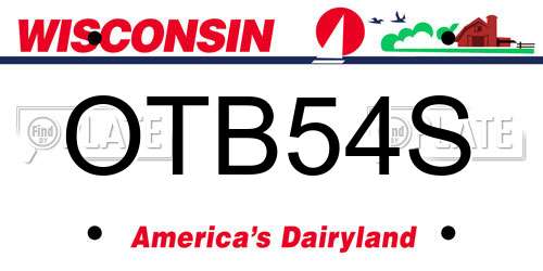 OTB54S Wisconsin License Plate