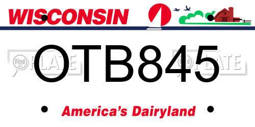 OTB845 Wisconsin License Plate