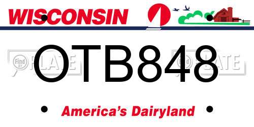 OTB848 Wisconsin License Plate