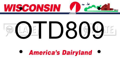 OTD809 Wisconsin License Plate
