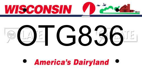 OTG836 Wisconsin License Plate