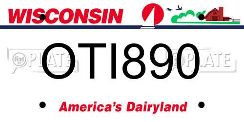 OTI890 Wisconsin License Plate