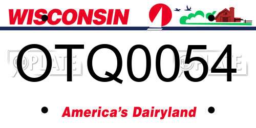 OTQ0054 Wisconsin License Plate