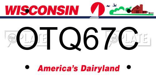 OTQ67C Wisconsin License Plate