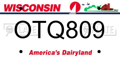 OTQ809 Wisconsin License Plate