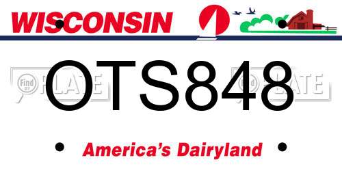 OTS848 Wisconsin License Plate