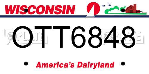 OTT6848 Wisconsin License Plate