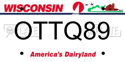 OTTQ89 Wisconsin License Plate