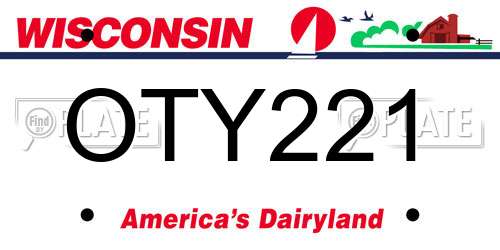 OTY221 Wisconsin License Plate