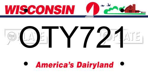 OTY721 Wisconsin License Plate