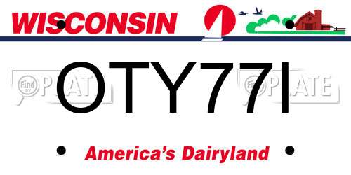 OTY77I Wisconsin License Plate