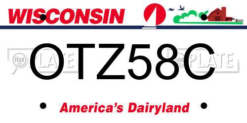 OTZ58C Wisconsin License Plate