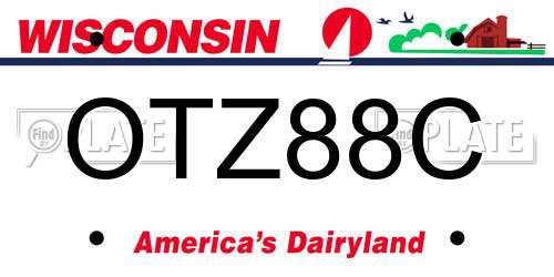 OTZ88C Wisconsin License Plate