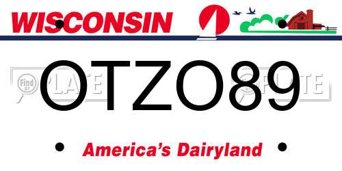 OTZO89 Wisconsin License Plate