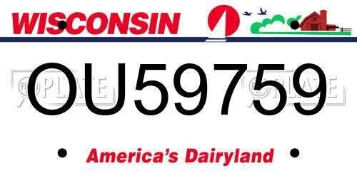 OU59759 Wisconsin License Plate