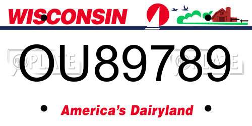 OU89789 Wisconsin License Plate