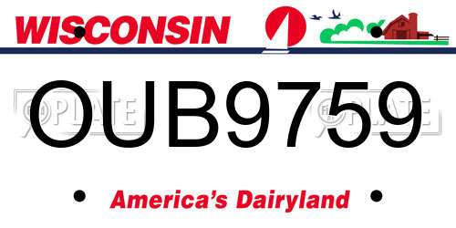 OUB9759 Wisconsin License Plate