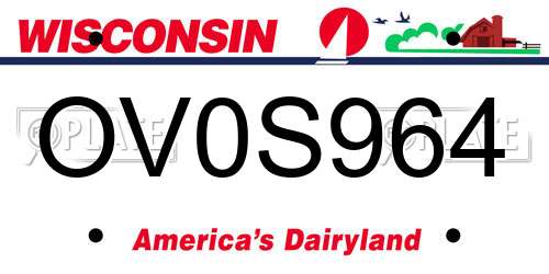 OV0S964 Wisconsin License Plate