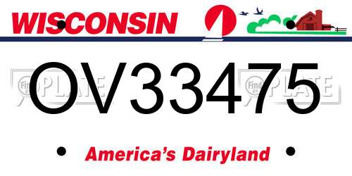 OV33475 Wisconsin License Plate