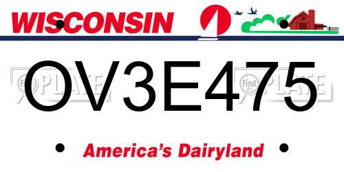 OV3E475 Wisconsin License Plate