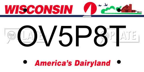 OV5P8T Wisconsin License Plate