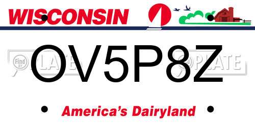 OV5P8Z Wisconsin License Plate