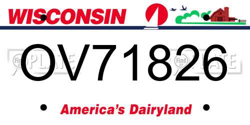 OV71826 Wisconsin License Plate