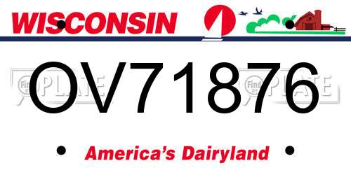 OV71876 Wisconsin License Plate