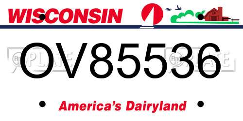 OV85536 Wisconsin License Plate