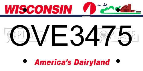 OVE3475 Wisconsin License Plate