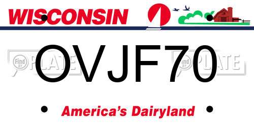 OVJF70 Wisconsin License Plate