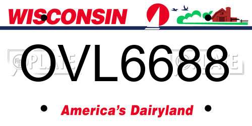 OVL6688 Wisconsin License Plate