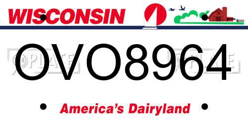 OVO8964 Wisconsin License Plate