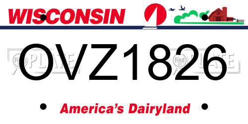 OVZ1826 Wisconsin License Plate