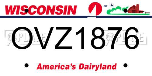 OVZ1876 Wisconsin License Plate