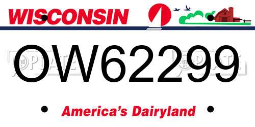 OW62299 Wisconsin License Plate