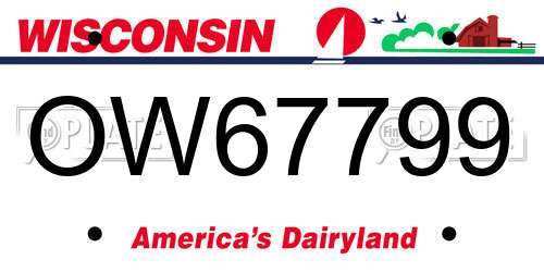 OW67799 Wisconsin License Plate