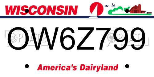 OW6Z799 Wisconsin License Plate