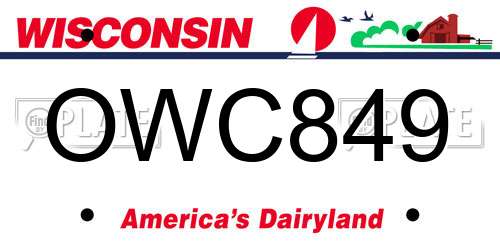 OWC849 Wisconsin License Plate