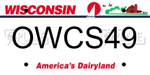 OWCS49 Wisconsin License Plate