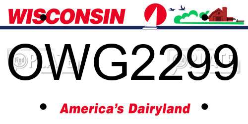OWG2299 Wisconsin License Plate