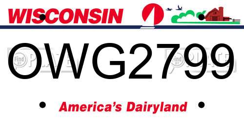 OWG2799 Wisconsin License Plate