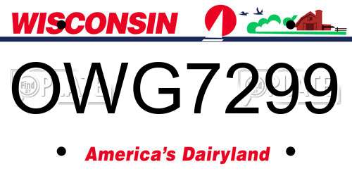 OWG7299 Wisconsin License Plate