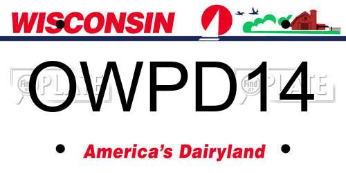 OWPD14 Wisconsin License Plate